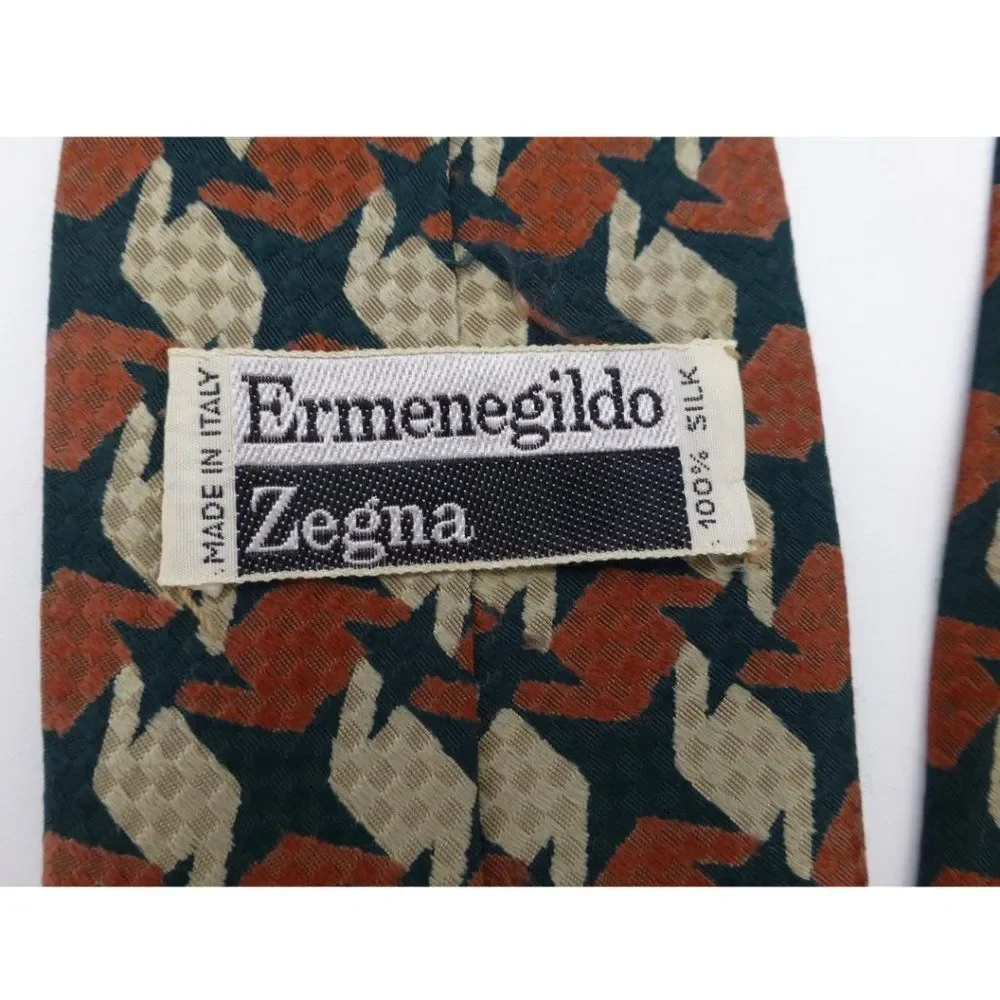 Ermenegildo Zegna 100% Silk Geometric Tie, Made in Italy